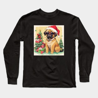 christmas vacation MASTIFF WEARING SANTA HAT AND GLASSESS Long Sleeve T-Shirt